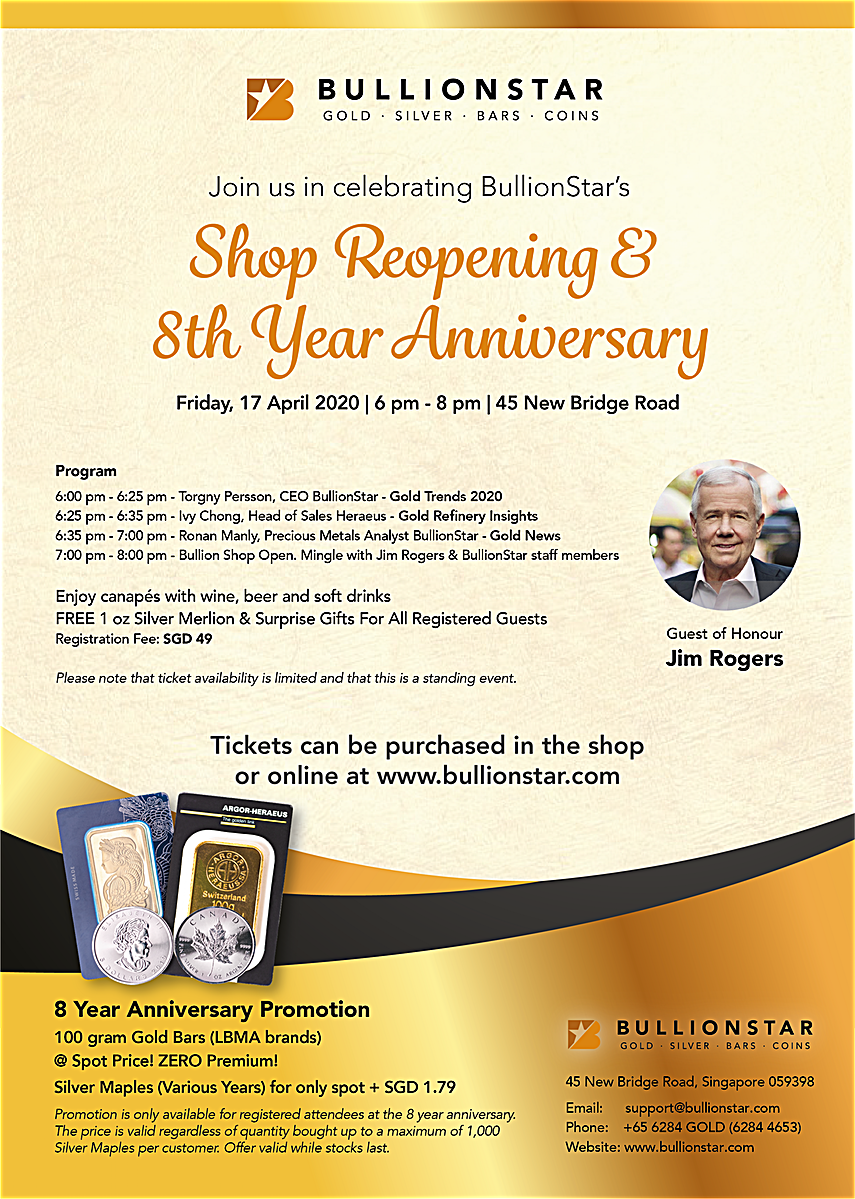 ticket for bullionstars shop reopening & 8th year anniversary