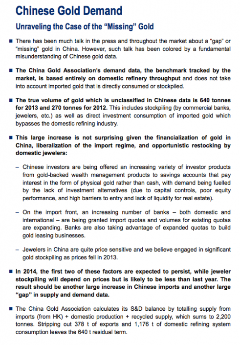 Citi Chinese gold demand 2013