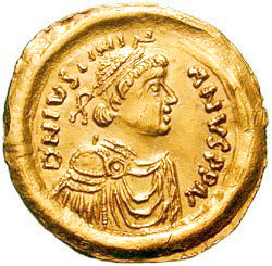 Solidus Justinian I gold coin