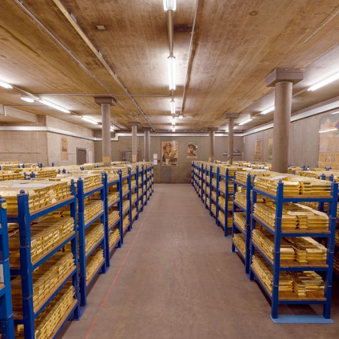 currency held in the vault of first national bank