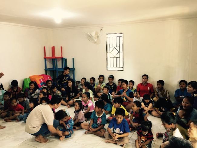 Children gathered in Community Center