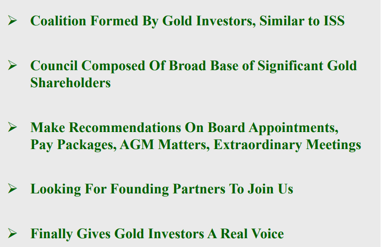 The Shareholders Gold Council Ignores the Gold Price