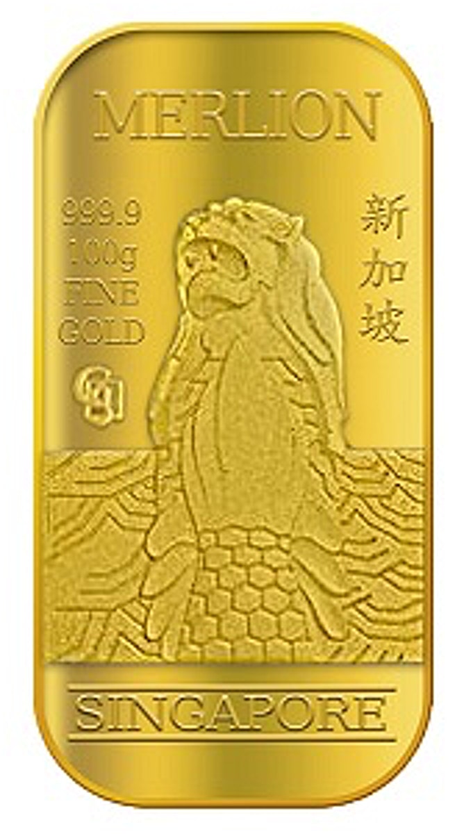 Buy 100 Gram Singapore Gold Bullion Bar - The Merlion