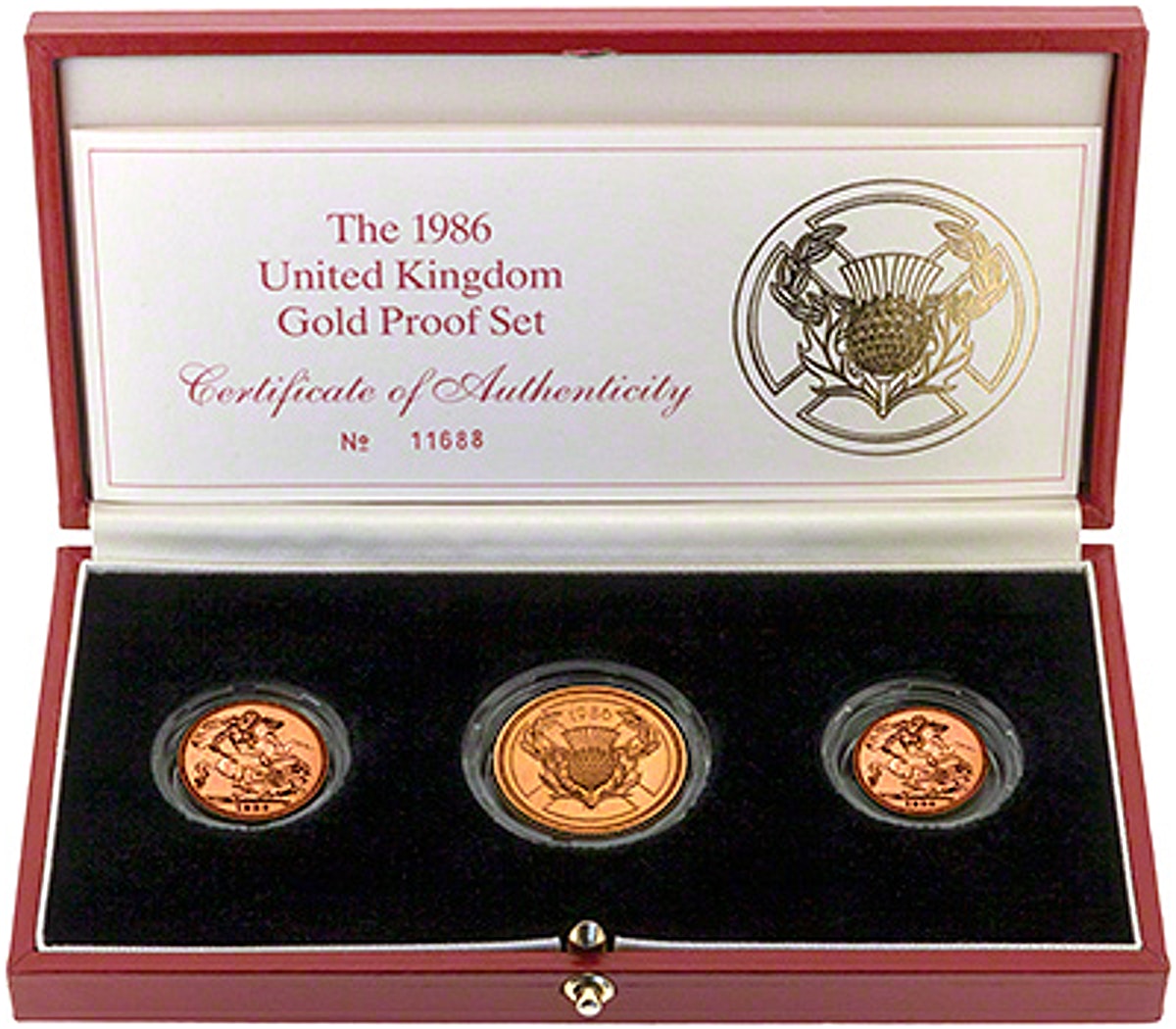 United Kingdom Gold Sovereign 1986 3 Coin Set - Proof - 0.9 Oz