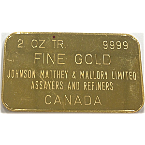 2 oz Johnson Matthey & Mallory Gold Bullion Bar (Pre-Owned in Good Condition)