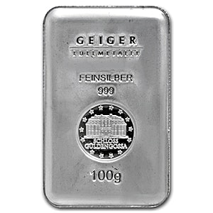 100 Gram GEIGER Edelmetalle Silver Bullion Bar