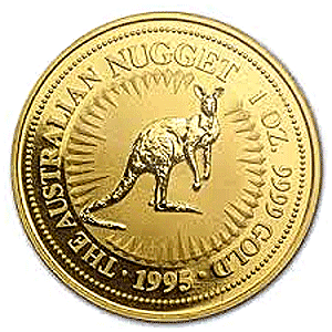 1995 1 oz Australian Gold Kangaroo Nugget Bullion Coin
