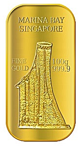 100 Gram Singapore Gold Bullion Bar - MBS or Merlion Design