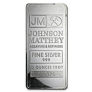 10 oz Johnson Matthey Silver Bullion Bar (Rare, No Longer in Production)