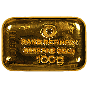 100 Gram Rand Refinery Cast Gold Bullion Bar