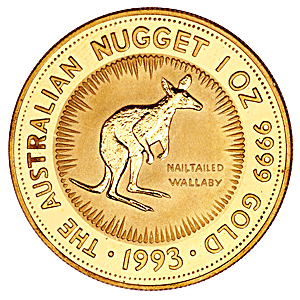 1993 1 oz Australian Gold Kangaroo Nugget Bullion Coin