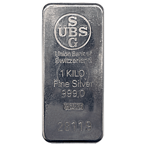 1 Kilogram UBS Swiss Silver Bullion Bar