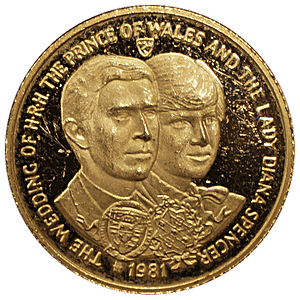 1981 3.66 Gram Isle of Man Prince of Wales Wedding Half Gold Sovereign Coin