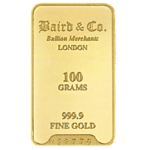 100 Gram Baird & Co Gold Bullion Bar