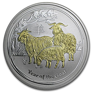 2015 1 oz Australian Lunar Series Gilded Silver Coin (With Box and COA)