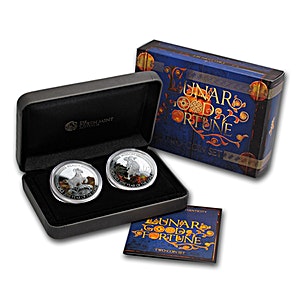 2015 Australian Lunar Series Good Fortune Proof Silver Bullion Coin Set: Two 1 oz Coins With Box and COA