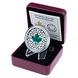 2014 1 oz $20 Canadian Maple Leaf Impression Silver Coin (With Box & COA)