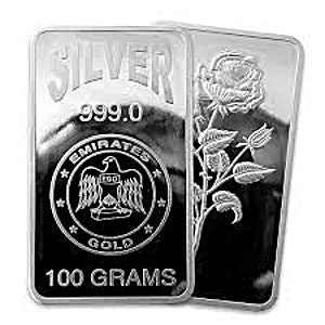 100 Gram Emirates Silver Bullion Bar (Pre-Owned in Good Condition)
