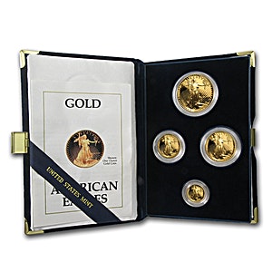 1990-P 4-Coin Proof Gold American Eagle Set (w/Box & COA)