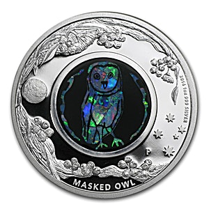 2014 1 oz Australia Opal Masked Owl Silver Coin