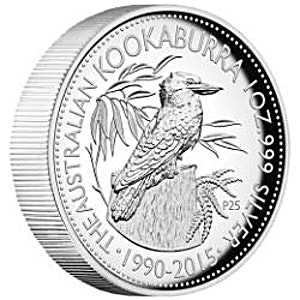 2015 1 oz Australian Kookaburra High-Relief Proof Silver Coin - 25th Anniversary Edition