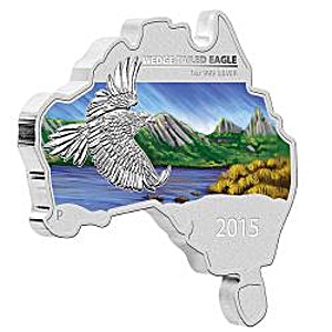 2015 1 oz Australian Wedge Tailed Eagle Map-Shaped Silver Coin