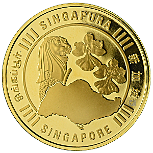 1 oz Singapore Merlion Gold Bullion Round