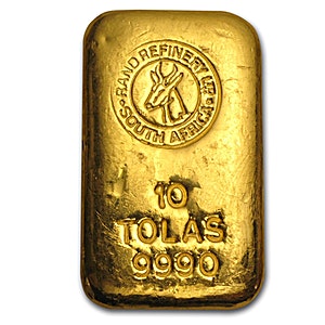 10 Tola Rand Refinery Cast Gold Bullion Bar