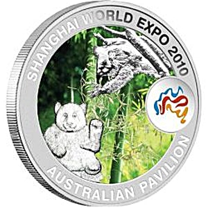 1 oz Australian Shanghai World Expo Australian Pavilion Koala and Panda Design Silver Coin