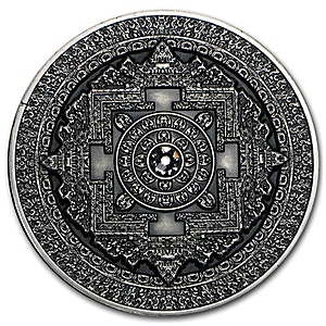 2015 3 oz Fiji Mandala Art Kalachakra Antique-Finished Silver Coin