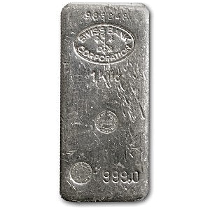 1 Kilogram Swiss Bank Corporation Vintage Silver Bullion Bar