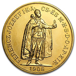 1908 0.9802 oz Hungary 100 Korona Gold Coin - Restrike