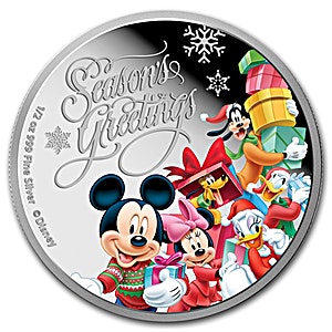 2015 1/2 oz Niue Island Disney Christmas Season's Greeting Silver Coin