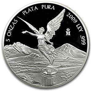 2009 5 oz Mexican Silver Libertad Proof Bullion Coin