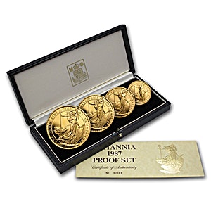 1987 1.85 oz United Kingdom Gold Britannia 4 Proof Coin Set