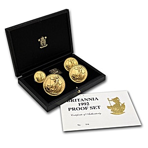 1992 1.85 oz United Kingdom Gold Britannia 4 Proof Coin Set
