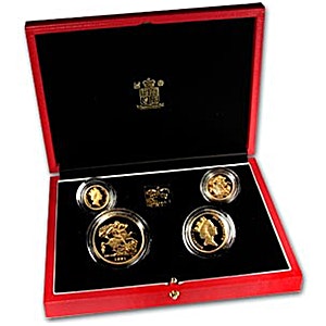 1991 2 oz United Kingdom Gold Sovereign Proof 4 Coin Set