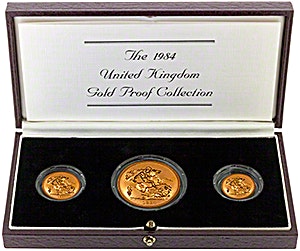 1984 1.53 oz United Kingdom Gold Sovereign Proof 3 Coin Set