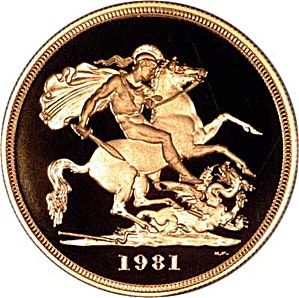 1981 36.62 Gram United Kingdom Five Pound Proof Gold Coin