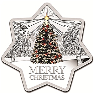 2015 1 oz Australia Christmas Tree (Star-Shaped) Silver Coin