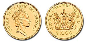 1986 0.47 oz Hong Kong Royal Visit Gold Coin