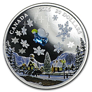 2016 1 oz Canadian $20 Venetian Glass Angel Silver Coin (With Box & COA)