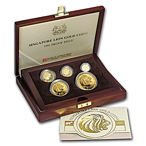 1991 Singapore Gold Lion 5 Coin Proof Set