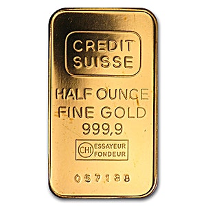 1/2 oz Credit Suisse Gold Bullion Bar (Pre-Owned in Good Condition)