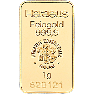 1 Gram Heraeus Gold Bullion Bar