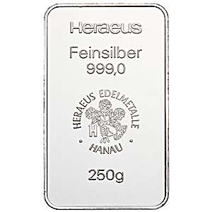 250 Gram Heraeus Silver Bullion Bar