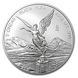 2010 5 oz Mexican Silver Libertad Bullion Coin