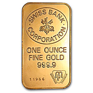 1 oz Swiss Bank Corporation Gold Bullion Bar (Pre-Owned in Good Condition)