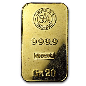 20 Gram Argor-Chiasso Gold Bar (Pre-Owned in Good Condition)