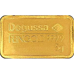 5 Gram Degussa Gold Bullion Bar (Pre-Owned in Good Condition)